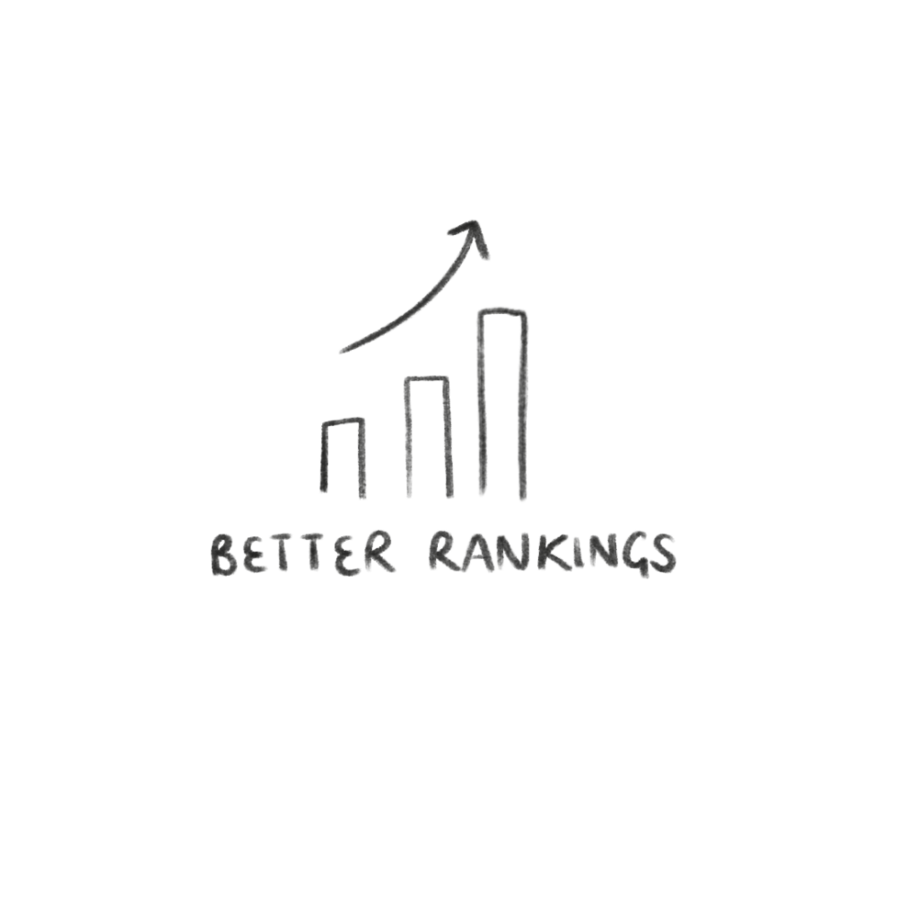 doodle of a bar chart improvement with better rankings written below